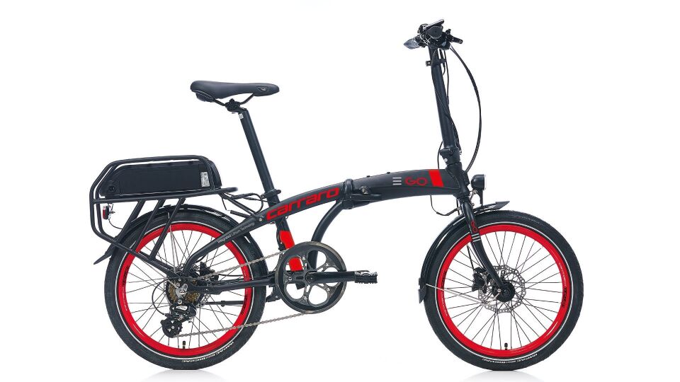 Carraro eGO 2.1 20'' - 8 Vites Hidrolik Disk Fren Elektrikli Katlanır Bisiklet Mat Siyah/Kırmızı